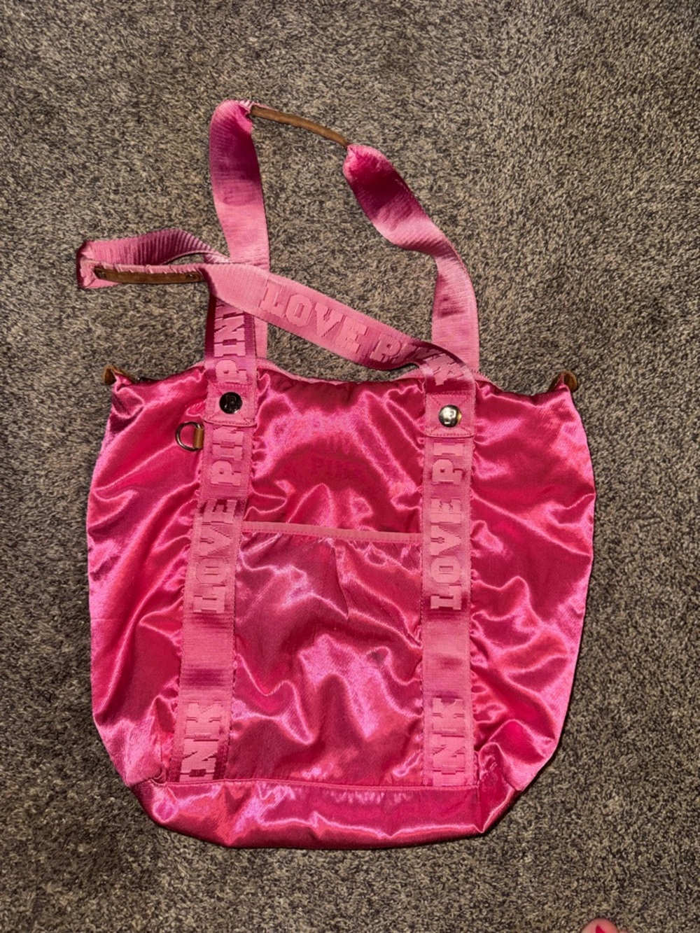 Vintage PINK Satin Tote Bag with Branded Strap